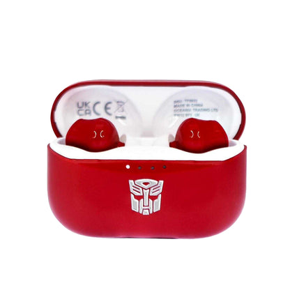 White-Red - Side - Transformers Autobots Logo Wireless Earbuds