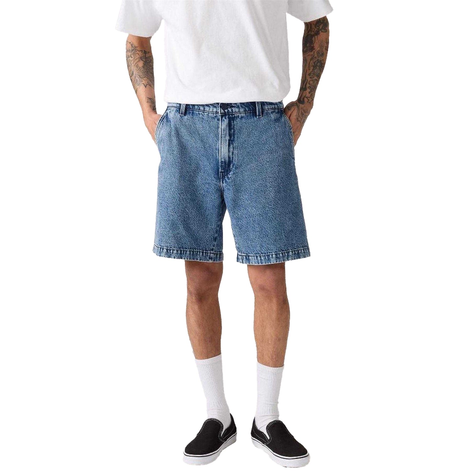 Blue - Side - Levis Womens-Ladies Wellthread Mom Shorts