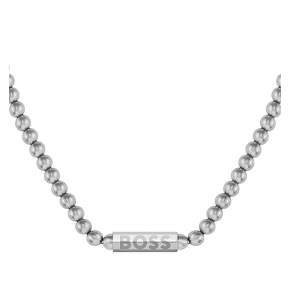 Silver - Back - Boss Sphere Metal Stainless Steel Beaded Necklace