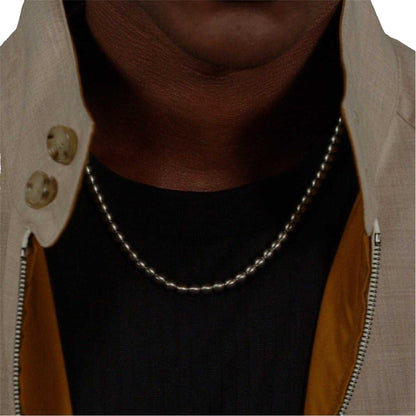 Silver - Side - Boss Sphere Metal Stainless Steel Beaded Necklace