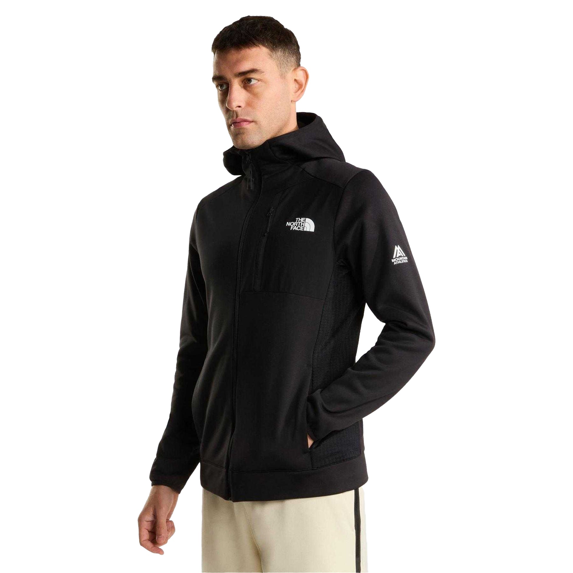 Black - Side - The North Face Mens Mountain Athletics Full Zip Hoodie