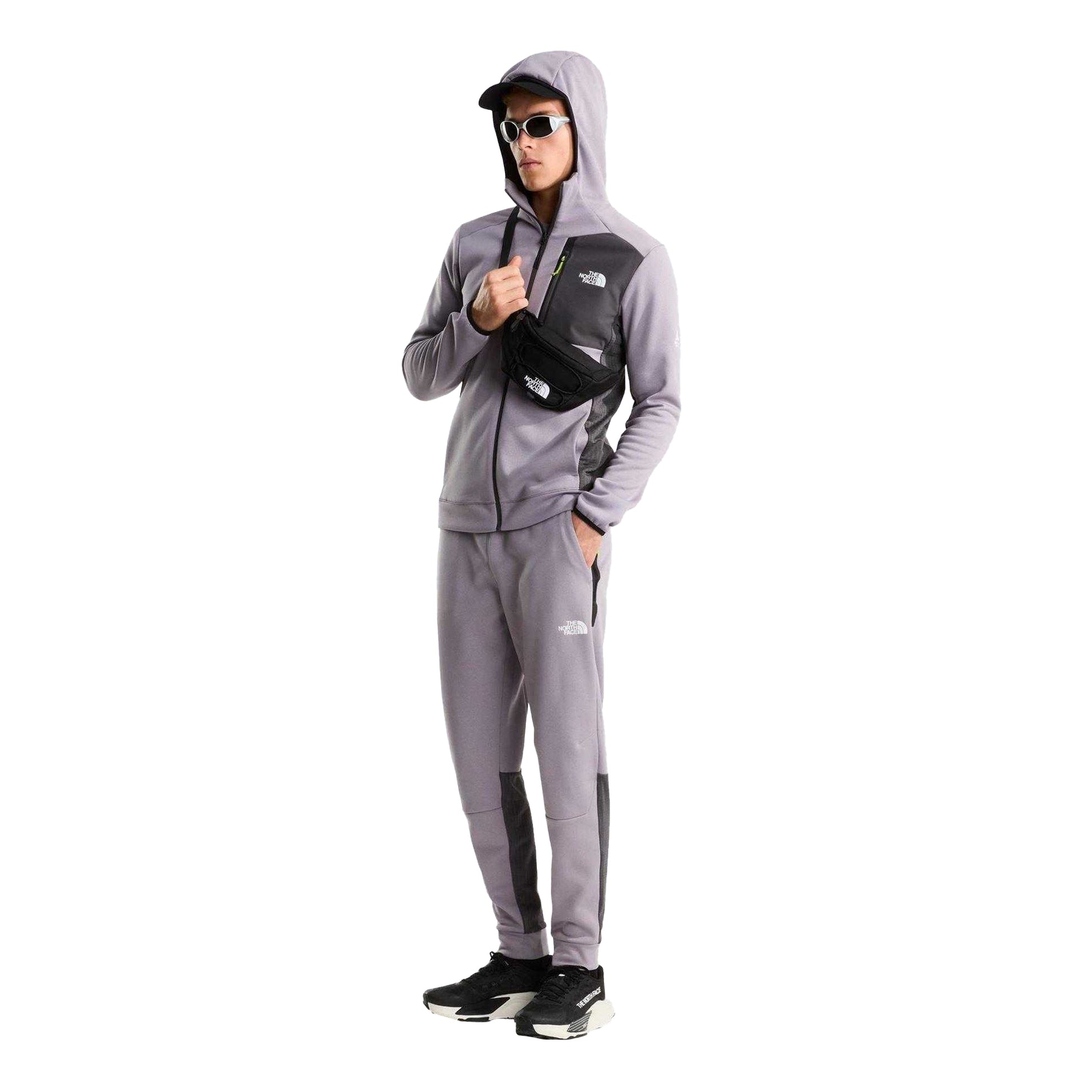 Grey - Pack Shot - The North Face Mens Mountain Athletics Full Zip Hoodie