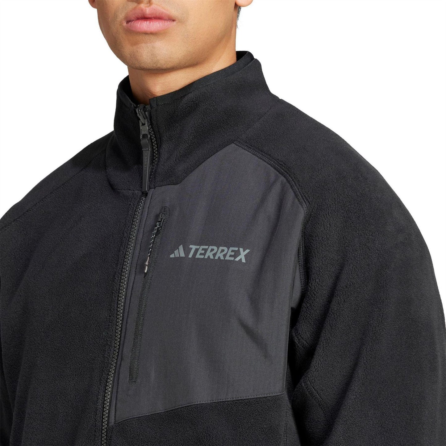 Black - Side - Adidas Mens Terrex Outdoor Fleece Jacket