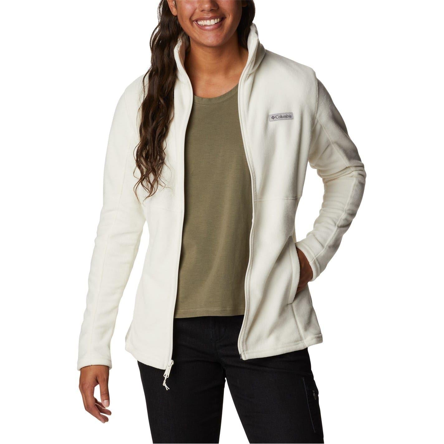 Chalk - Pack Shot - Columbia Womens-Ladies Basin Logo Fleece Jacket