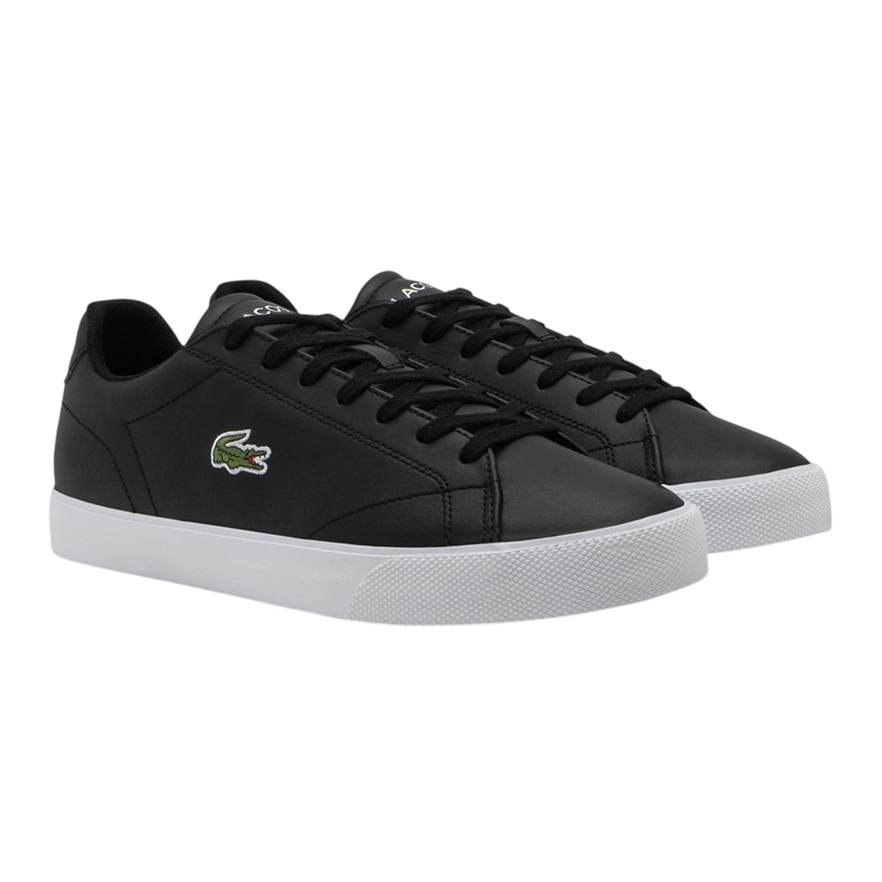 Black-White - Pack Shot - Lacoste Mens Lerond Pro Logo Leather Trainers