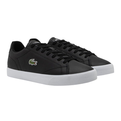 Black-White - Pack Shot - Lacoste Mens Lerond Pro Logo Leather Trainers