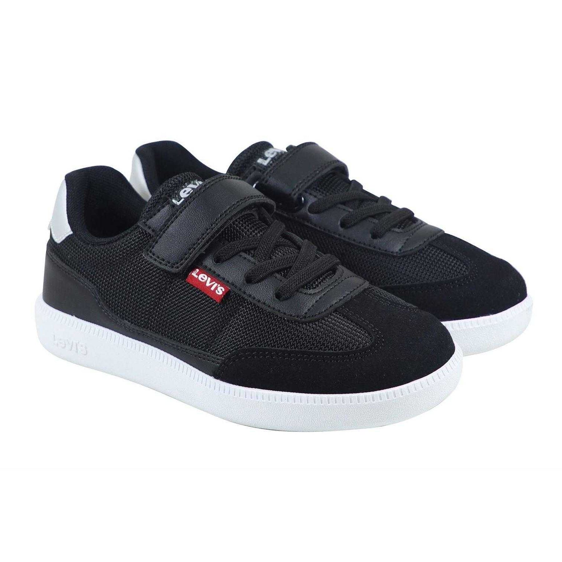 Black-Silver - Pack Shot - Levis Childrens-Kids Jackson Trainers