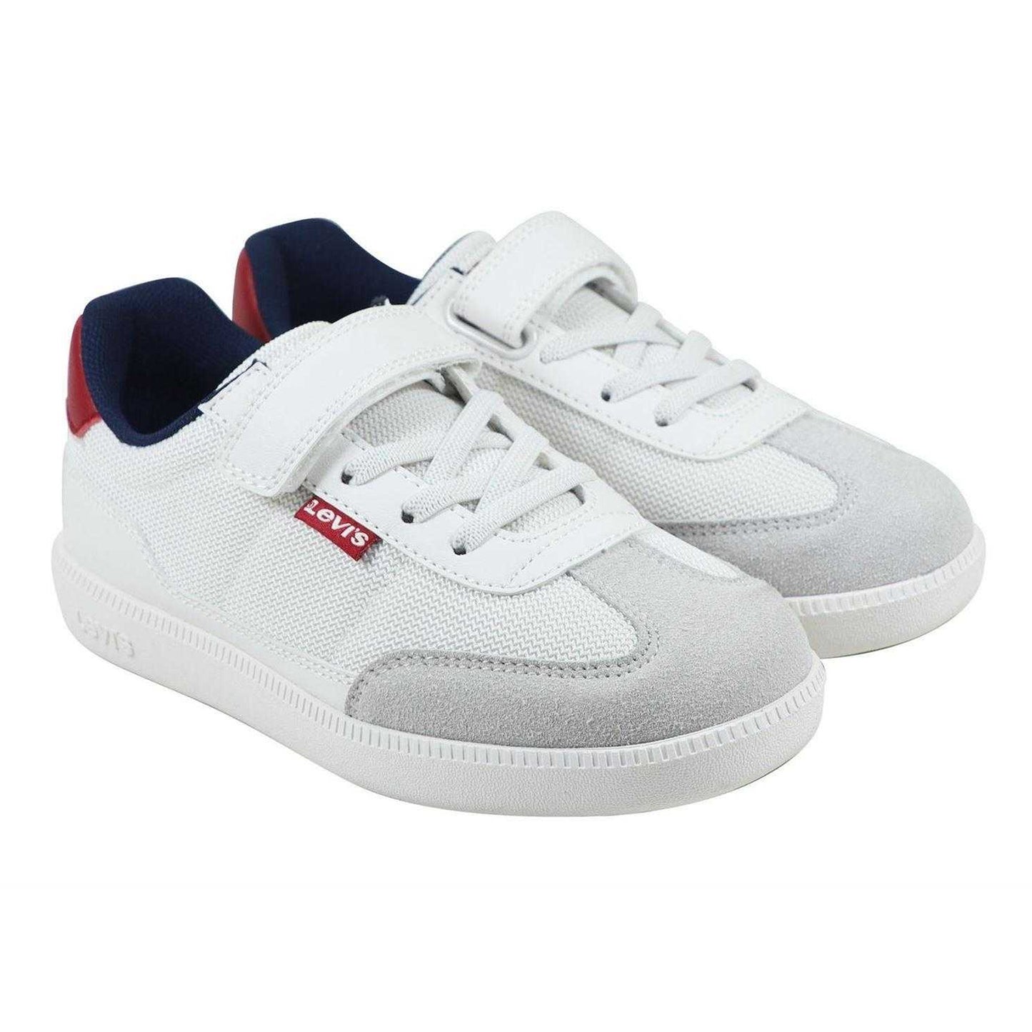 White-Red - Pack Shot - Levis Childrens-Kids Jackson Trainers