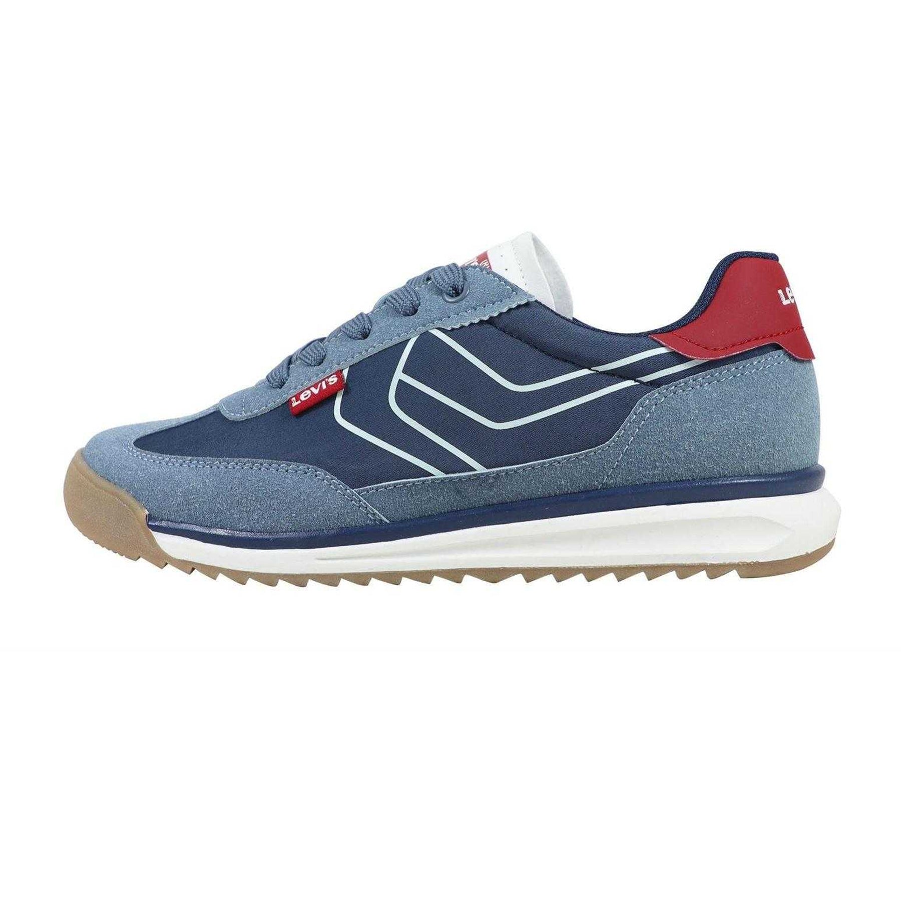 Navy-Red - Side - Levis Childrens-Kids Running Trainers