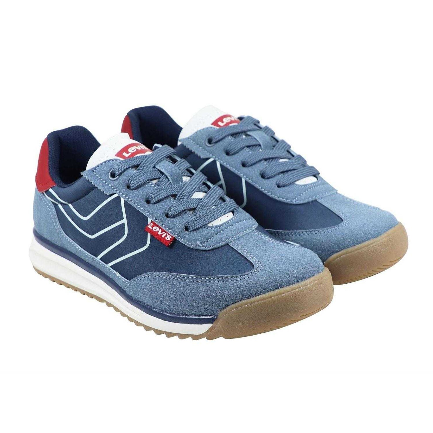 Navy-Red - Pack Shot - Levis Childrens-Kids Running Trainers