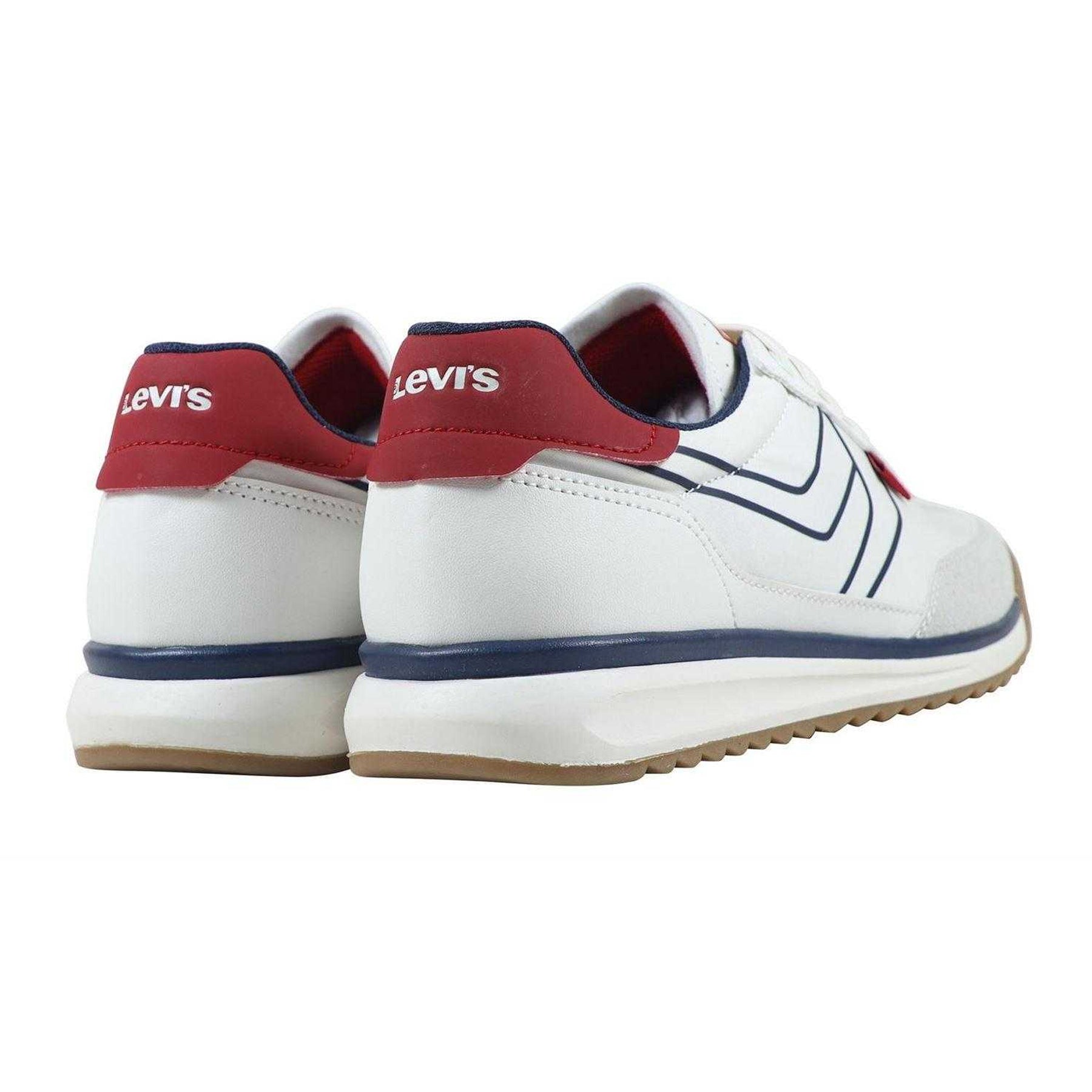 White-Navy - Back - Levis Childrens-Kids Running Trainers
