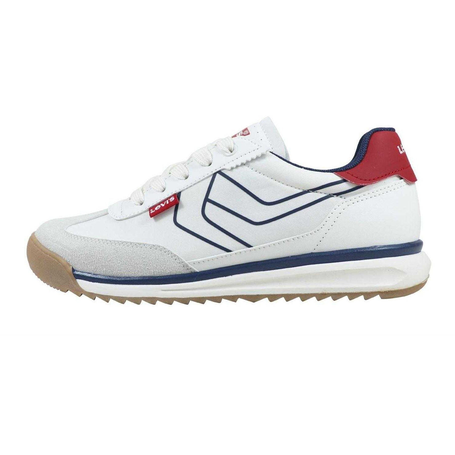 White-Navy - Side - Levis Childrens-Kids Running Trainers