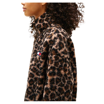 Brown - Side - Tommy Jeans Womens-Ladies Fleece Jacket