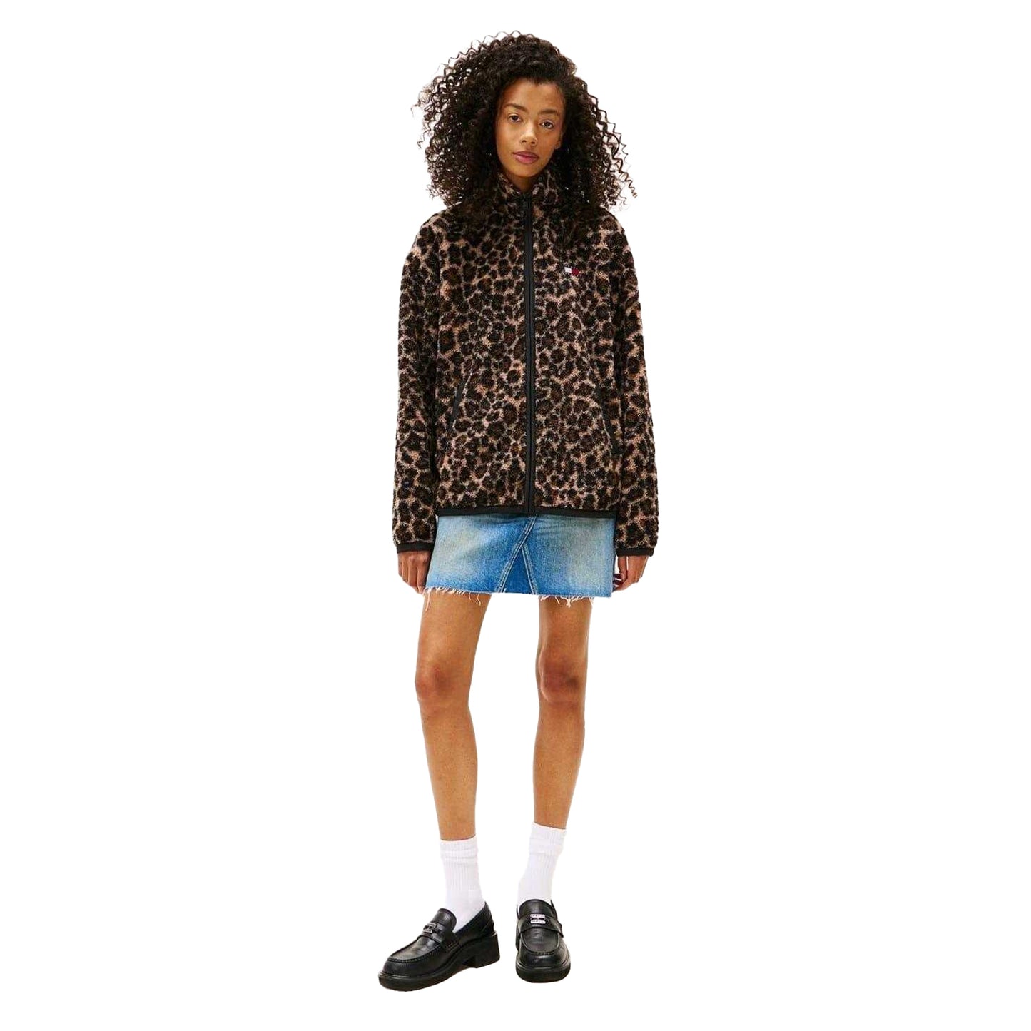 Brown - Pack Shot - Tommy Jeans Womens-Ladies Fleece Jacket