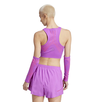 Purple - Back - Adidas Womens-Ladies Cropped Sleeveless Athletic Jersey