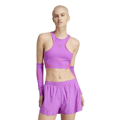 Purple - Lifestyle - Adidas Womens-Ladies Cropped Sleeveless Athletic Jersey