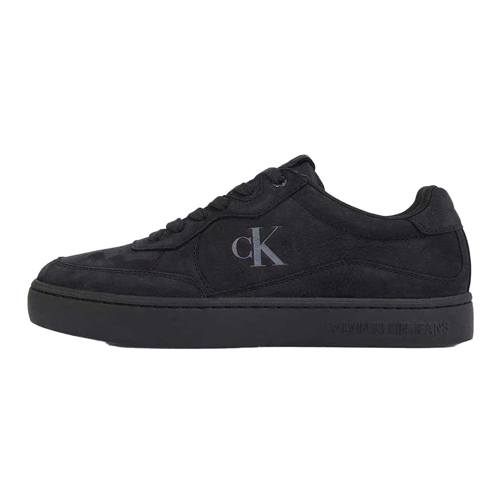 Black - Side - Calvin Klein Mens Classic Monogram Suede Cupsole Trainers