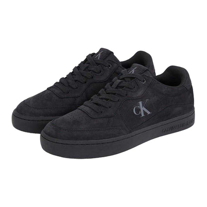 Black - Pack Shot - Calvin Klein Mens Classic Monogram Suede Cupsole Trainers