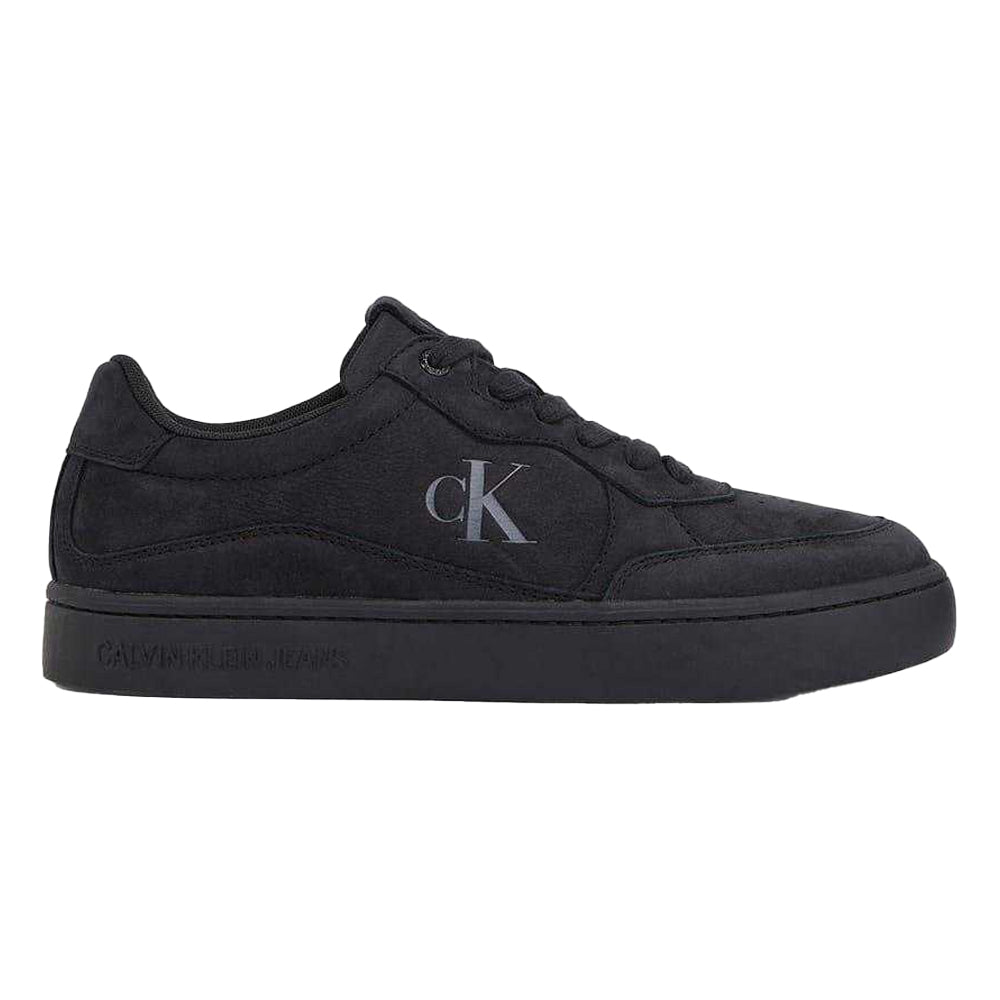 Black - Front - Calvin Klein Mens Classic Monogram Suede Cupsole Trainers