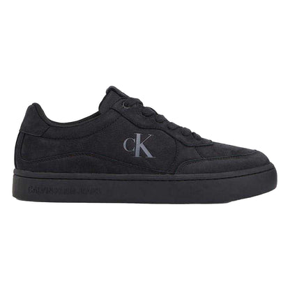 Black - Front - Calvin Klein Mens Classic Monogram Suede Cupsole Trainers
