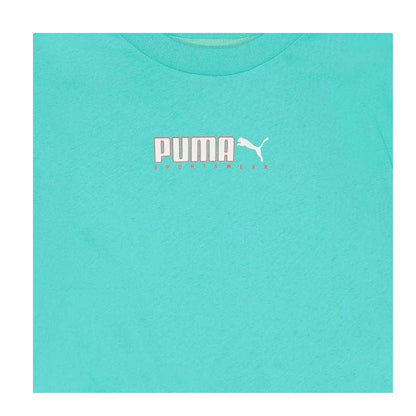 Aqua - Side - Puma Childrens-Kids Cotton Logo T-Shirt