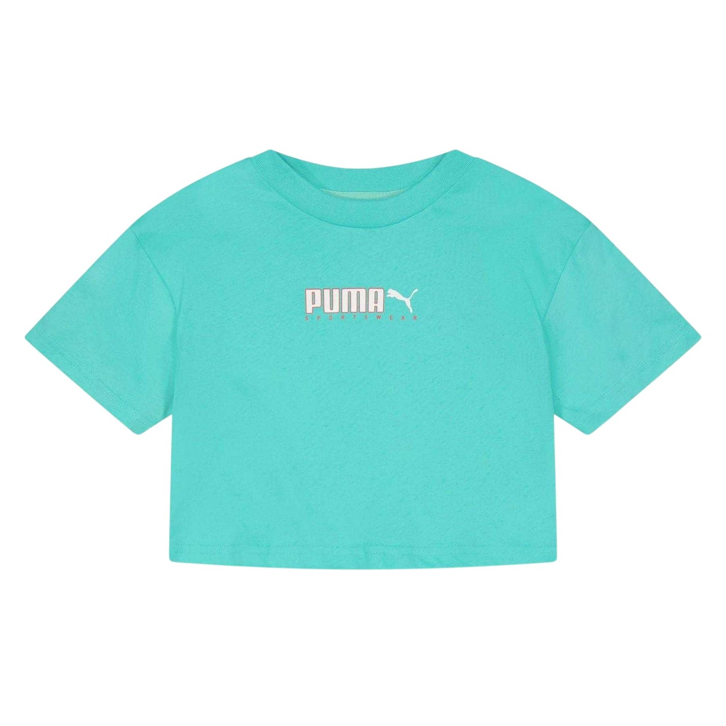 Aqua - Front - Puma Childrens-Kids Cotton Logo T-Shirt