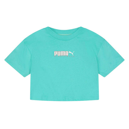 Aqua - Front - Puma Childrens-Kids Cotton Logo T-Shirt