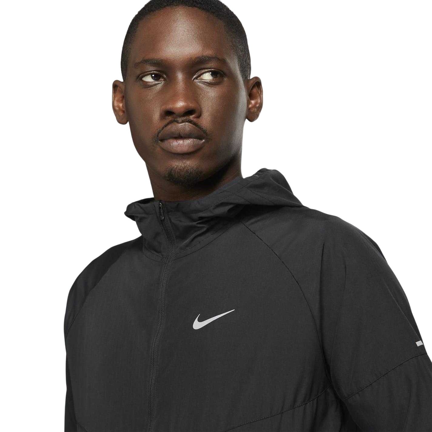 Black-Reflective - Side - Nike Mens Repel Miler Running Jacket