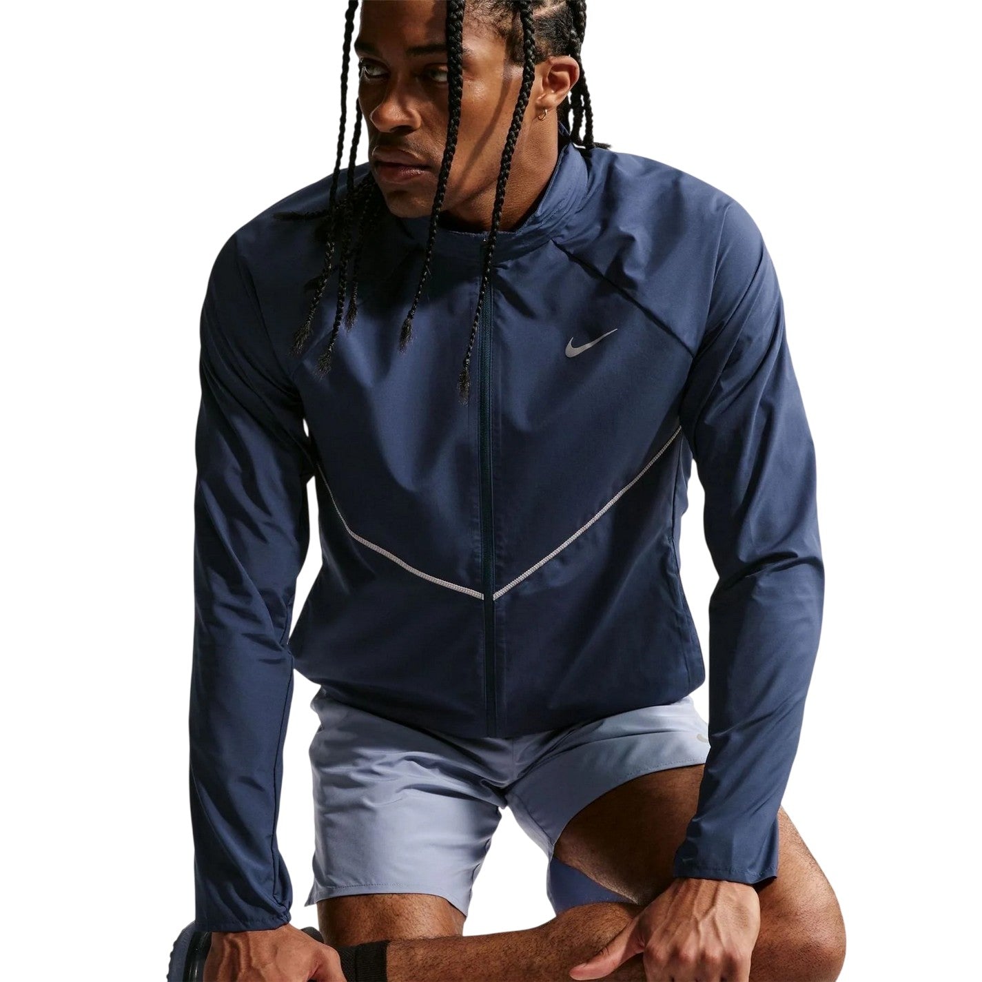 Midnight Navy - Front - Nike Mens Repel Miler Running Jacket