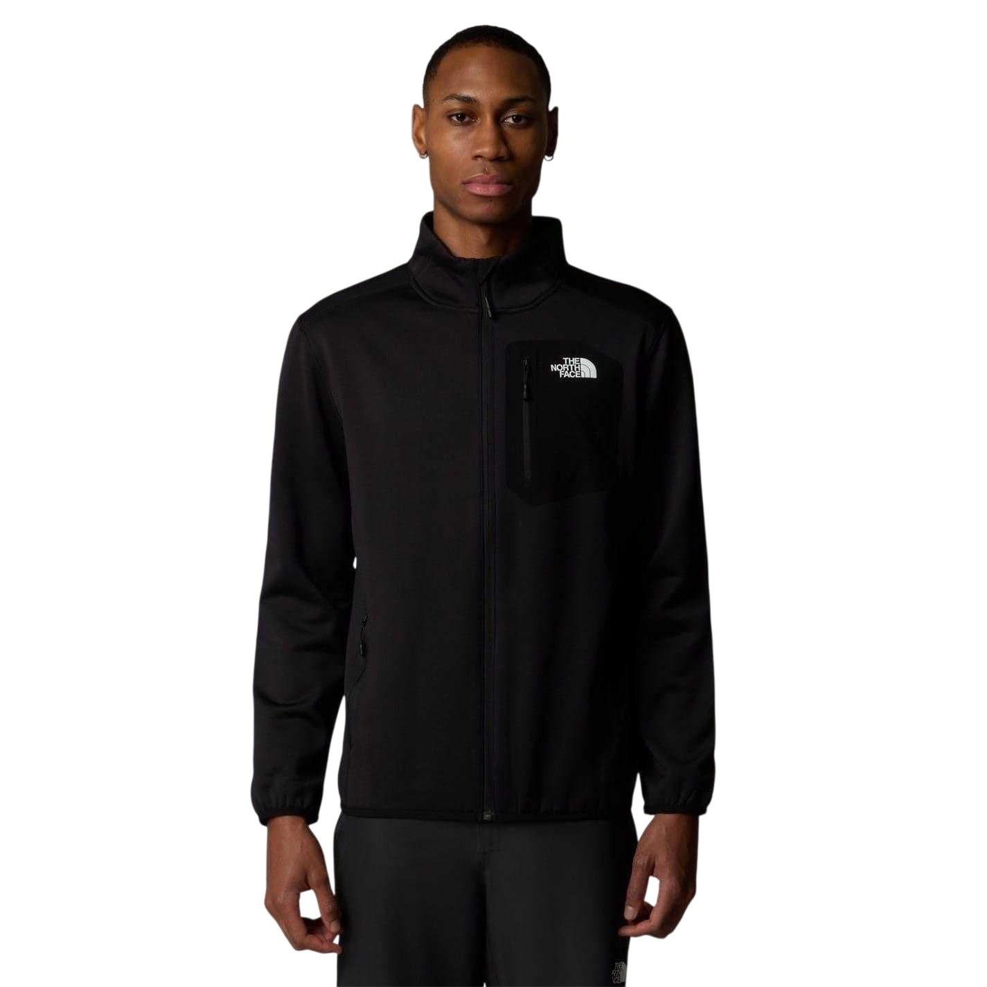 Black - Side - The North Face Mens Crest Full Zip Fleece Jacket
