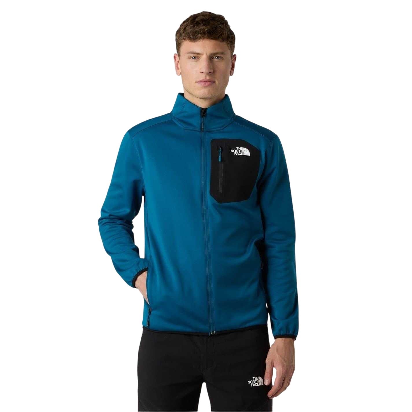 Mineral Blue - Side - The North Face Mens Crest Full Zip Fleece Jacket