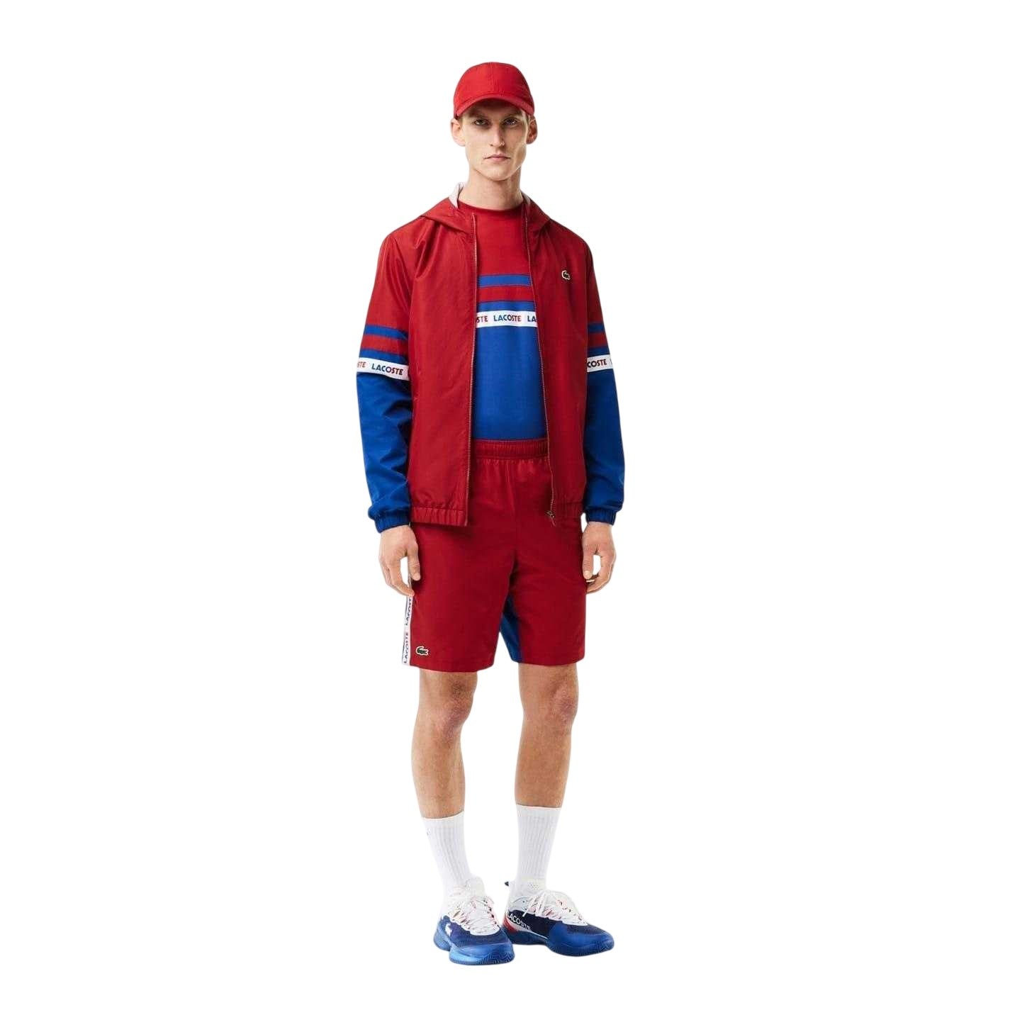 Orange-Blue Captain - Front - Lacoste Mens Stripe Tennis Shorts
