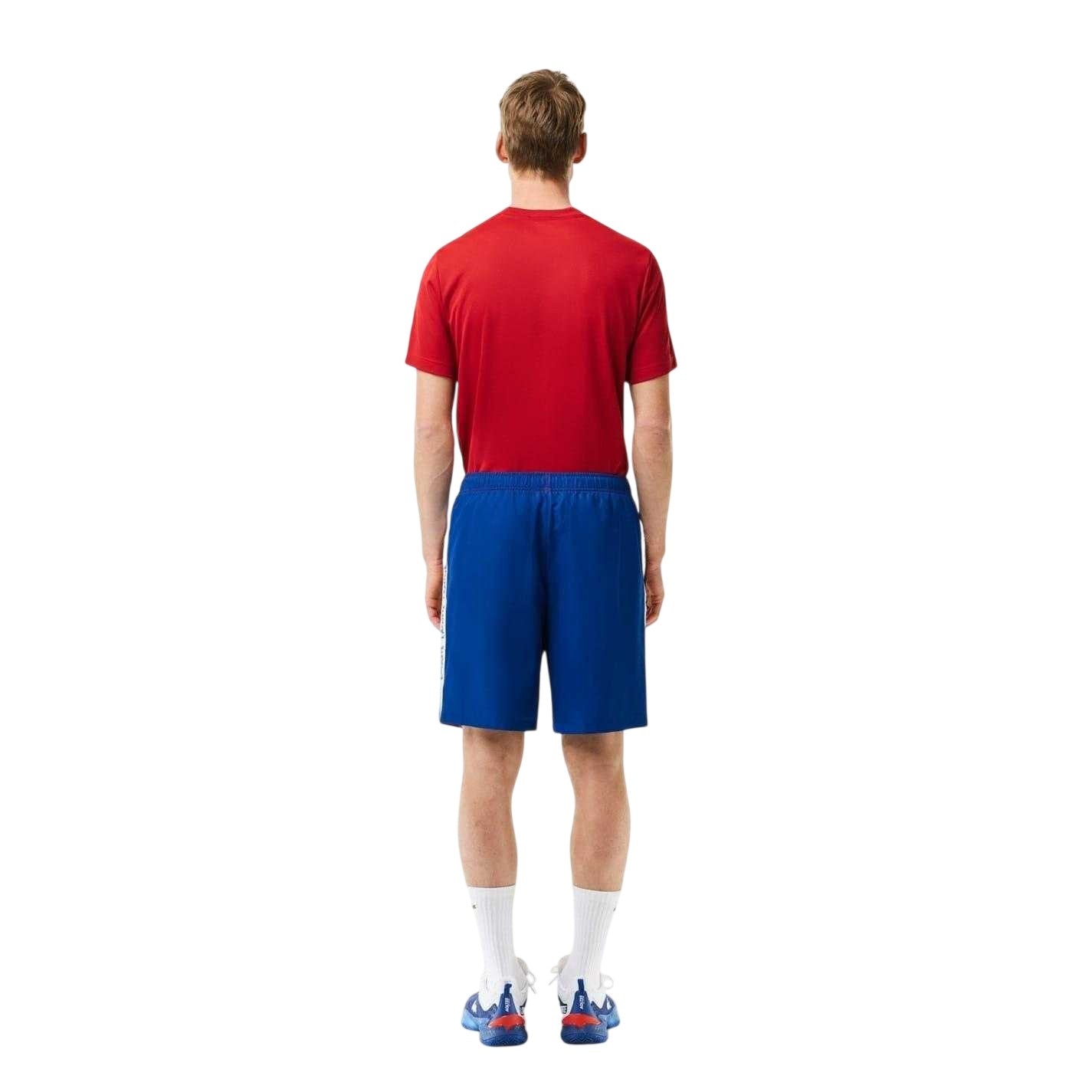 Orange-Blue Captain - Back - Lacoste Mens Stripe Tennis Shorts