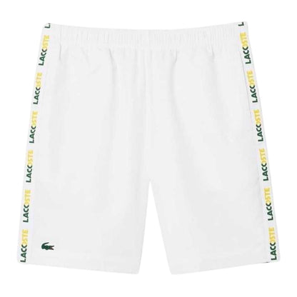 White-Green - Front - Lacoste Mens Stripe Tennis Shorts