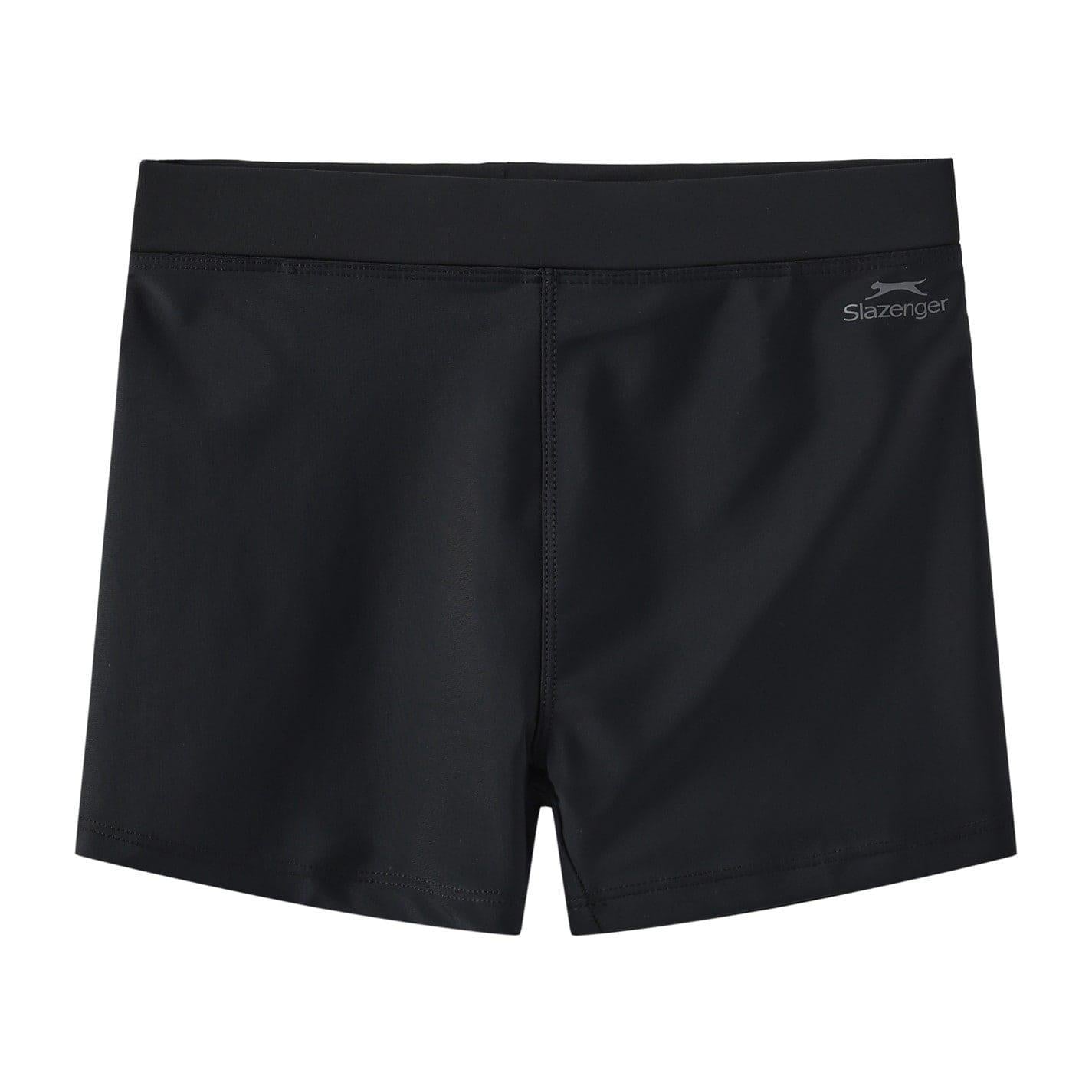 Black - Front - Slazenger Boys Logo Swimming Trunks