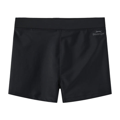 Black - Front - Slazenger Boys Logo Swimming Trunks