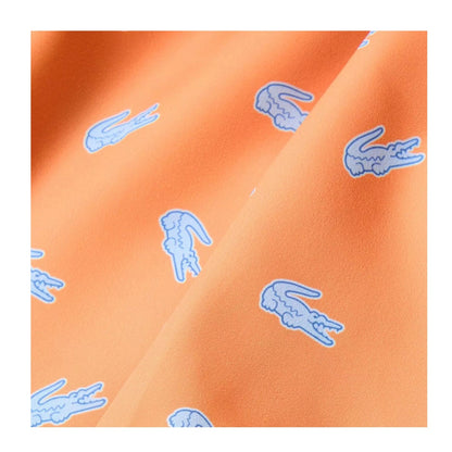 Pink - Side - Lacoste Mens Crocodile Print Swim Shorts