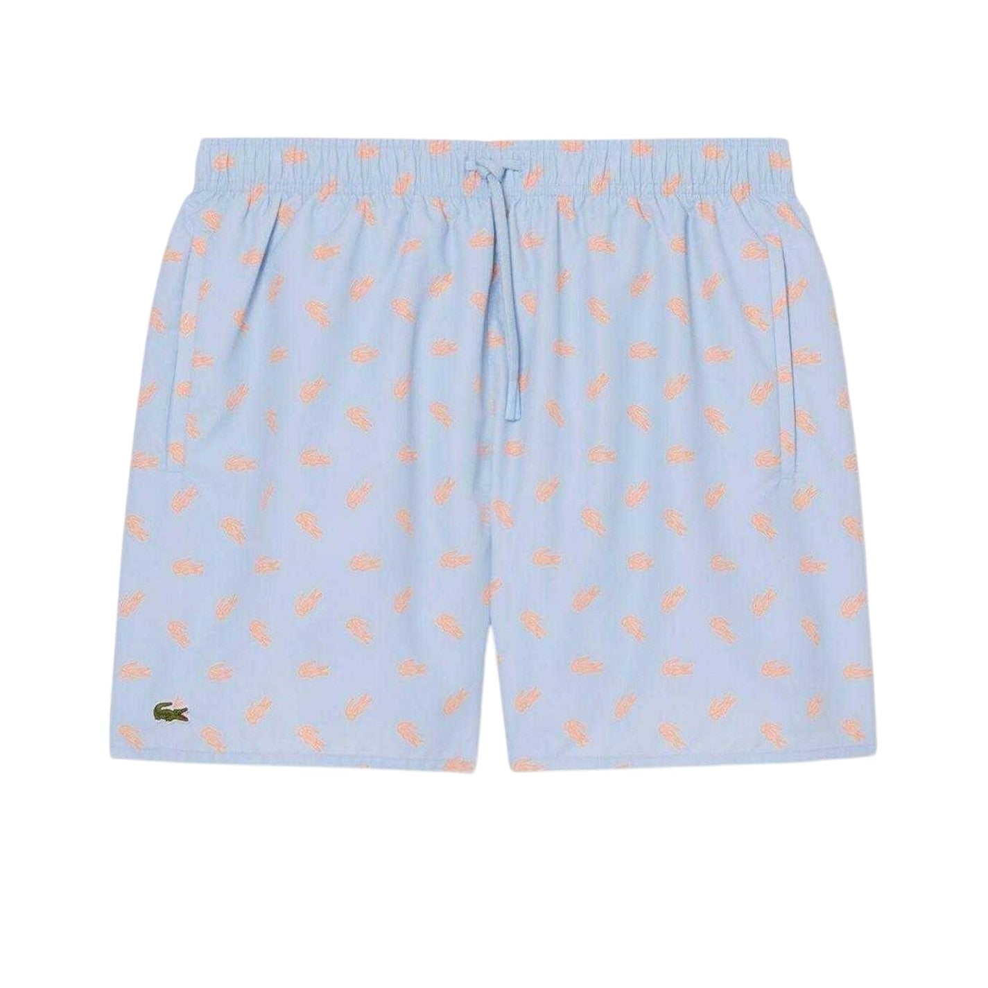 Blue - Front - Lacoste Mens Crocodile Print Swim Shorts