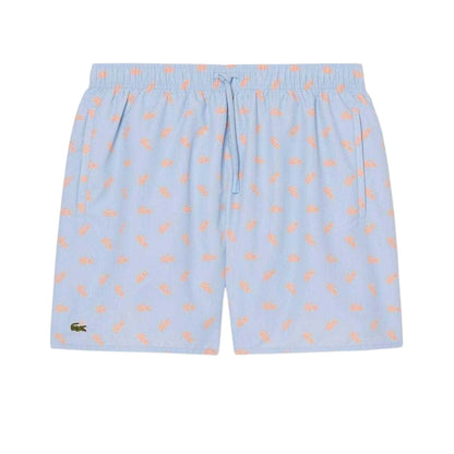 Blue - Front - Lacoste Mens Crocodile Print Swim Shorts