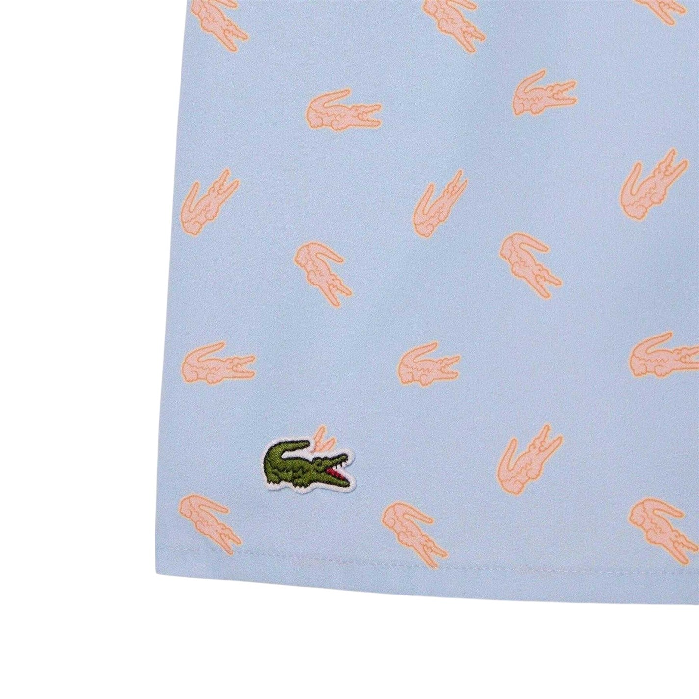 Blue - Back - Lacoste Mens Crocodile Print Swim Shorts