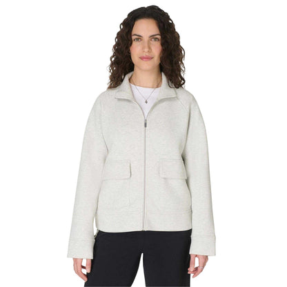 Ice Grey Marl - Front - Sweaty Betty Womens-Ladies Full Zip Relaxed Fit Fleece Jacket