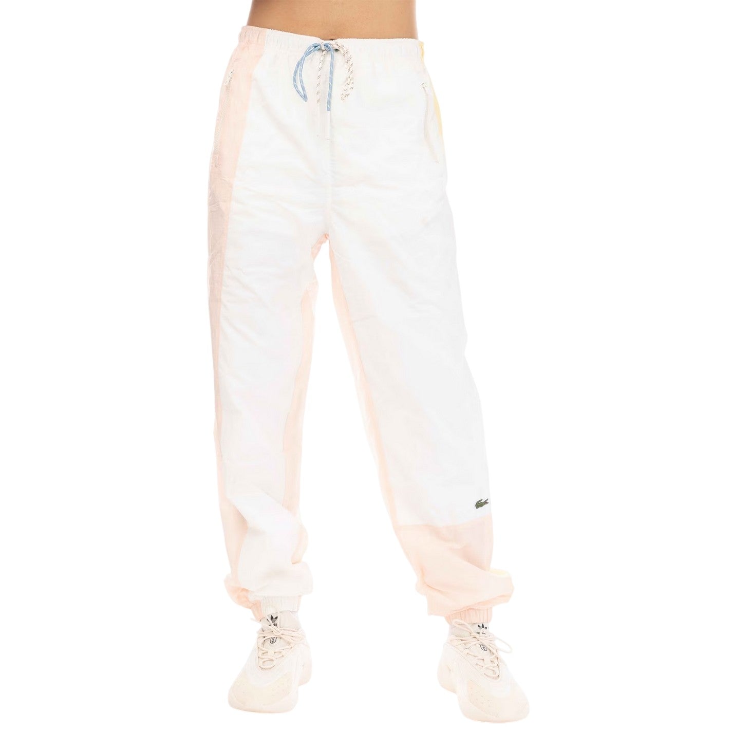 White - Front - Lacoste Womens-Ladies Colour Block Slim Joggers
