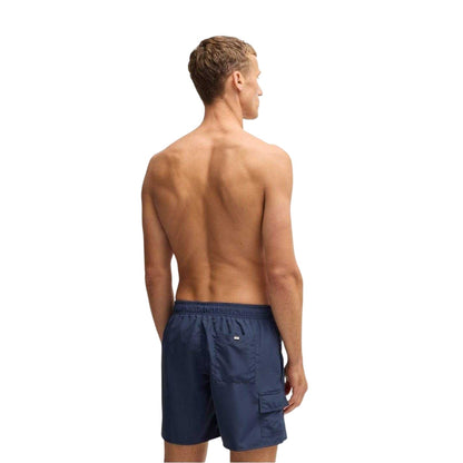 Navy Blue - Back - Boss Mens Dive Regular Swimming Trunks