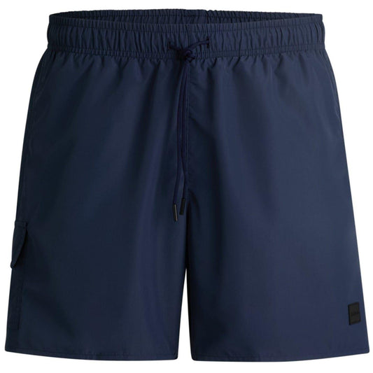 Navy Blue - Front - Boss Mens Dive Regular Swimming Trunks