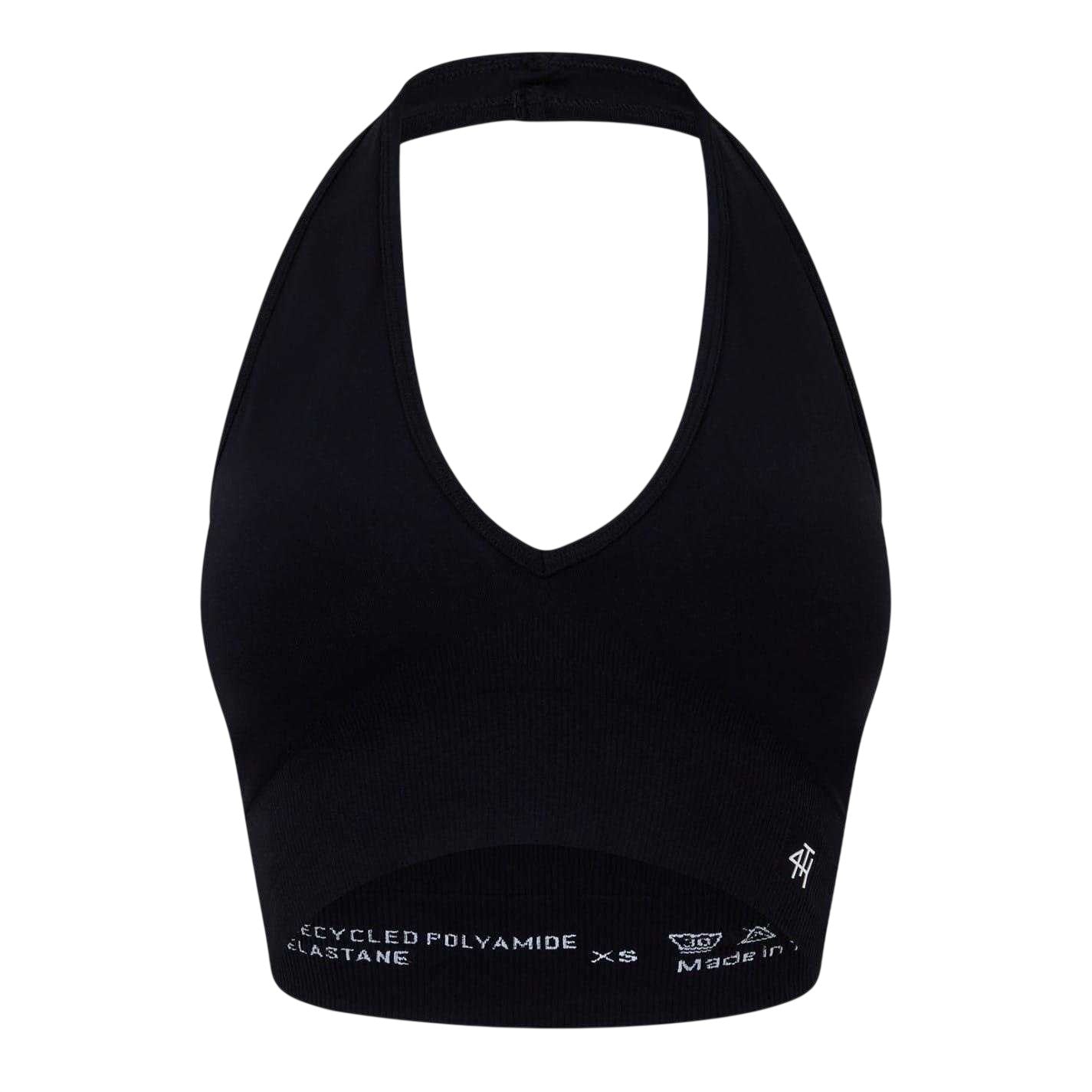 Black - Front - 4th & Reckless Womens-Ladies Seamless Halter Neck Sports Bra