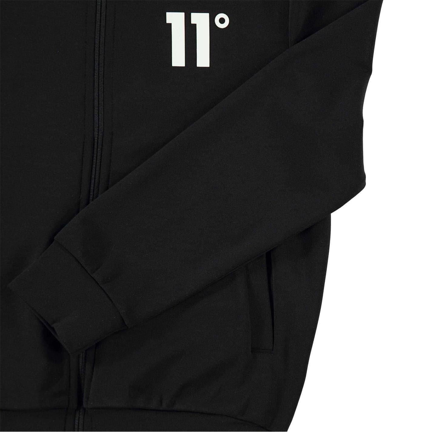 Black - Pack Shot - 11 Degrees Childrens-Kids Full Zip Long-Sleeved Tracksuit