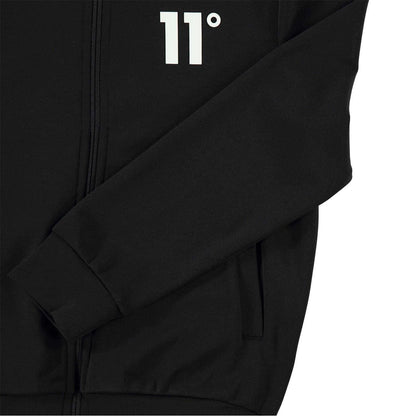 Black - Pack Shot - 11 Degrees Childrens-Kids Full Zip Long-Sleeved Tracksuit