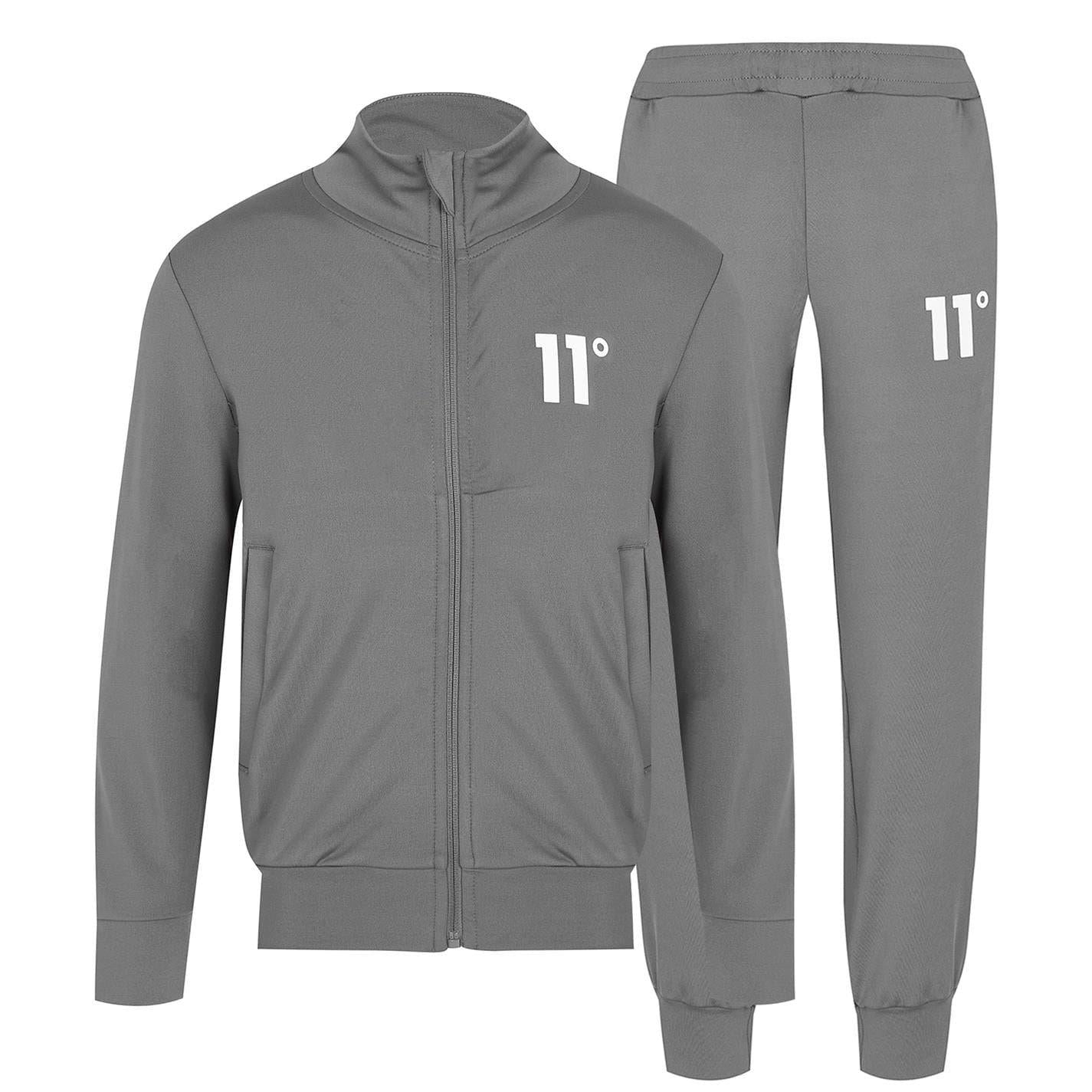 Steel-White - Front - 11 Degrees Childrens-Kids Full Zip Long-Sleeved Tracksuit