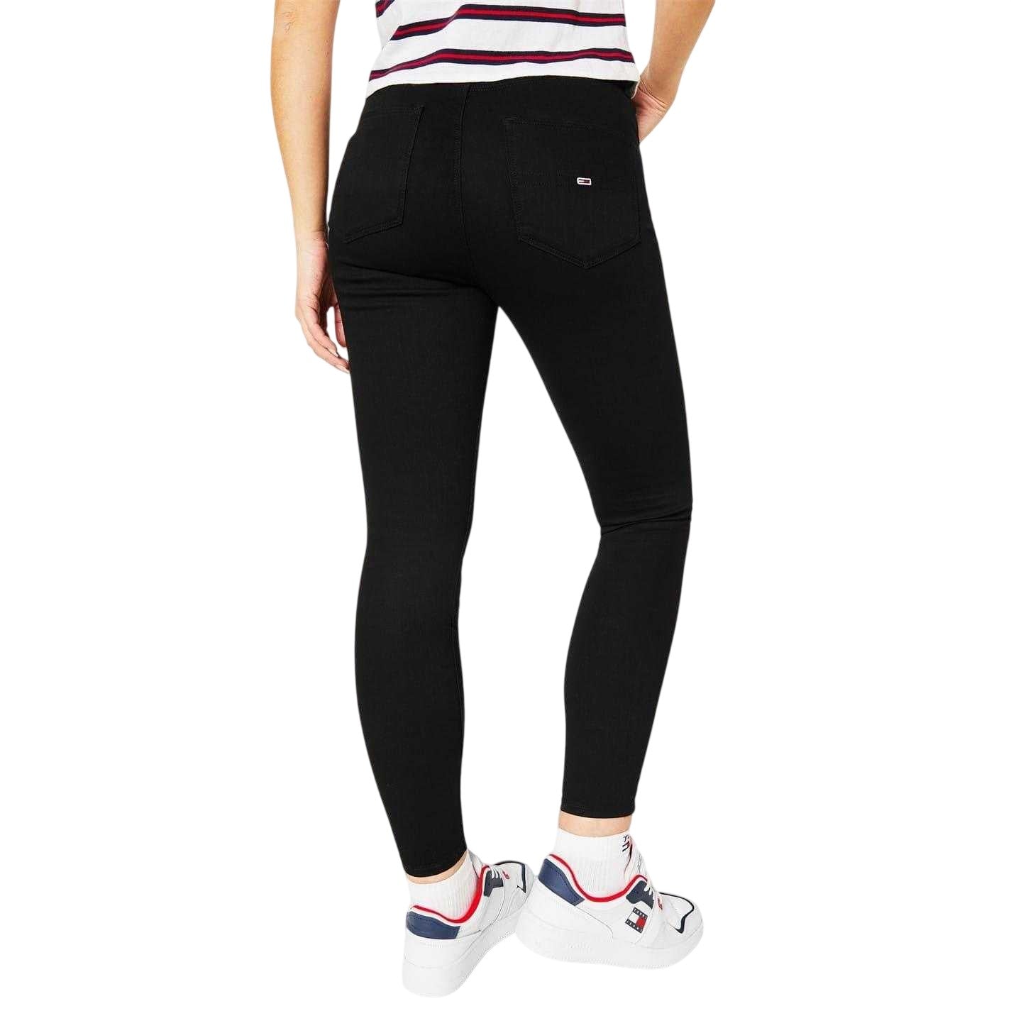Black - Side - Tommy Jeans Womens-Ladies High Rise Super Skinny Jeans