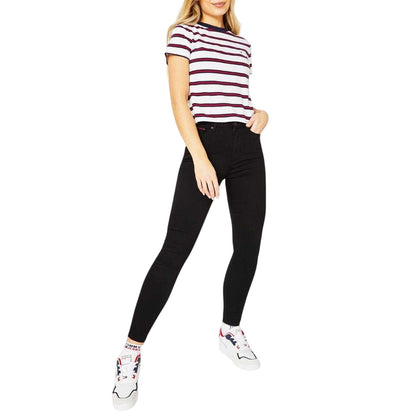 Black - Pack Shot - Tommy Jeans Womens-Ladies High Rise Super Skinny Jeans
